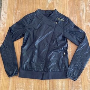 Oiselle navy blue warm up jacket